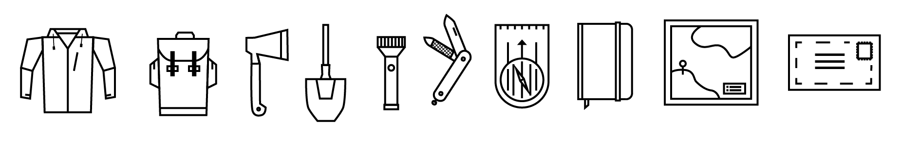 Scout icons including axe, compass, map, notebook
