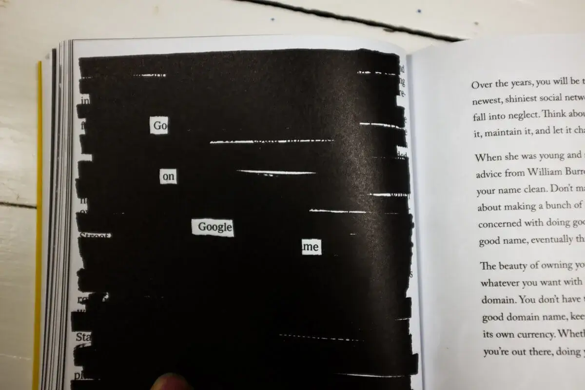 Of words 'Go on Google me' from Austin Kleon's book "Show your work"