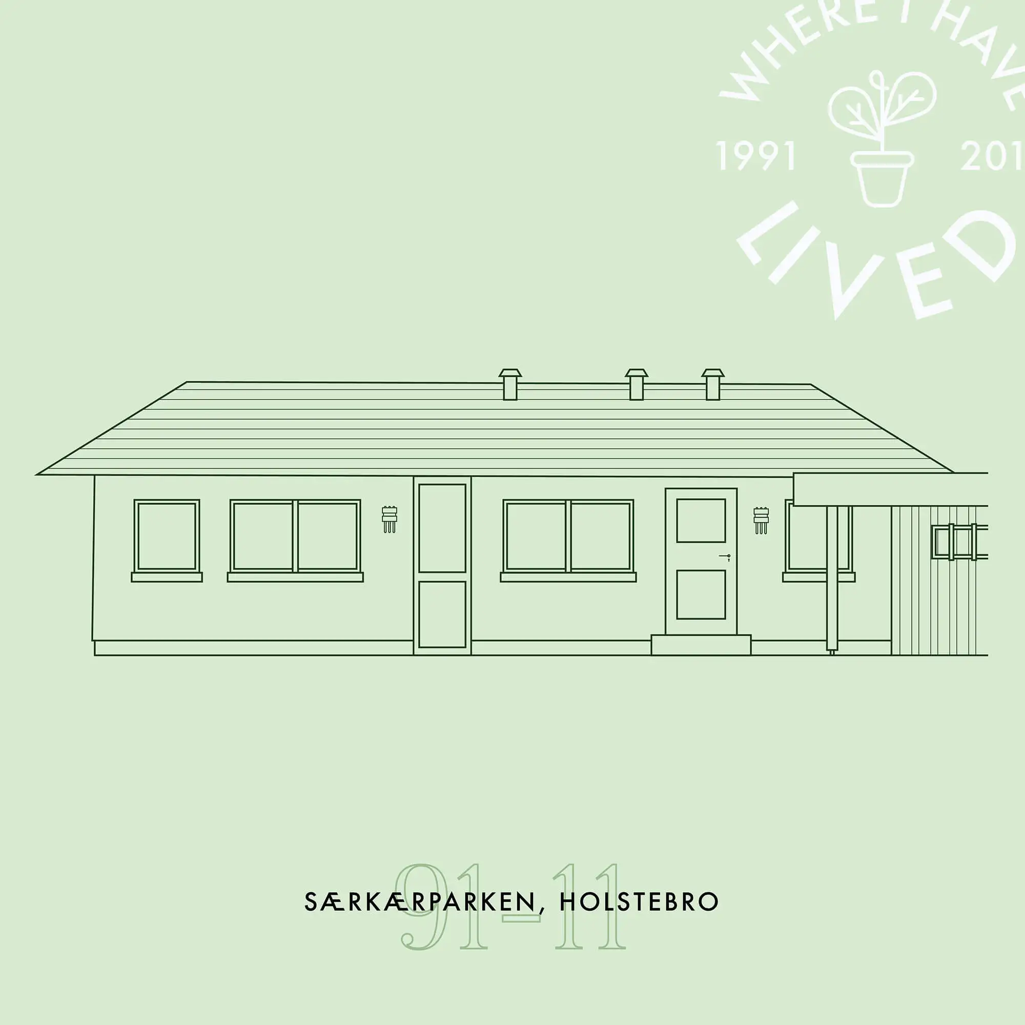 Vector image of a typical danish house from the 1970'ties